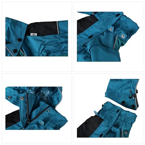 Waterproof Dog Raincoat with Removable Hood (Ocean Teal / 4XL (Back 23.5"))