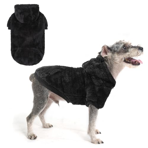 Fleece Dog Sweaters Hoodie for Small Medium Large Dogs Girls Boys (Small / Black)