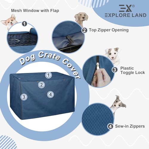 Dog Crate Cover for 24 Inches Wire Cage (Lattice Blue / 24.0"L x 18.0"W x 20.0"H)