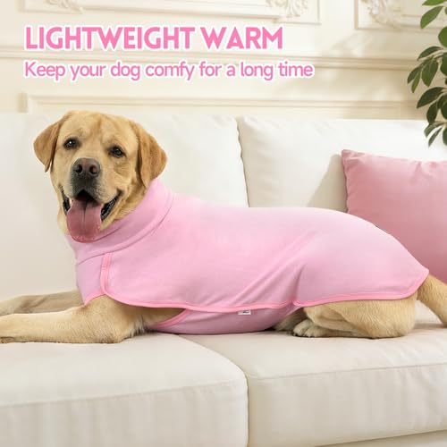 2 Pack Dog Sweater Fleece Vest Dog Sweatshirt Turtleneck Warm Stretchy Pullover Pet Clothes Cold Weather for Medium Large Girl Dogs (Small(Chest-21.3") / Pink,Purple)