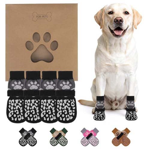 Dog Socks for Hot (Black+grey / Small (4 Pack))