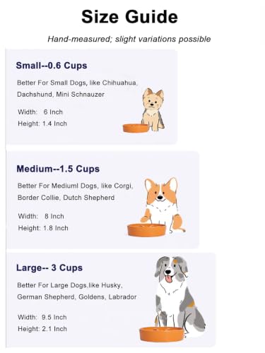 Ceramic Slow Feeder Dog Bowls Small Breed (Sun Orange / S-0.6 Cups)