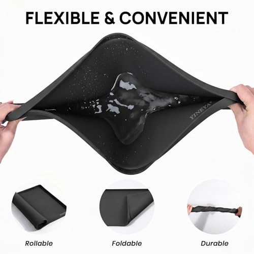 22" x 14" Silicone Dog Food Mat Waterproof (Black / 22" x 14")