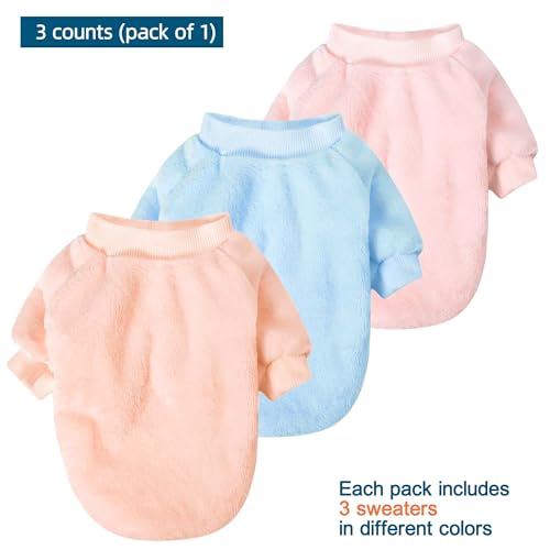 Dog Sweater 3 (Ballet pink,Light blue,Peach / Small)