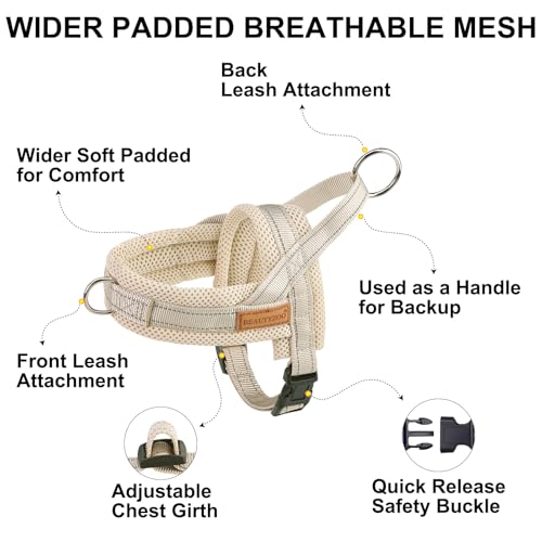 Dog Harness for Large Dogs (Beige / L: Chest 26"-32")