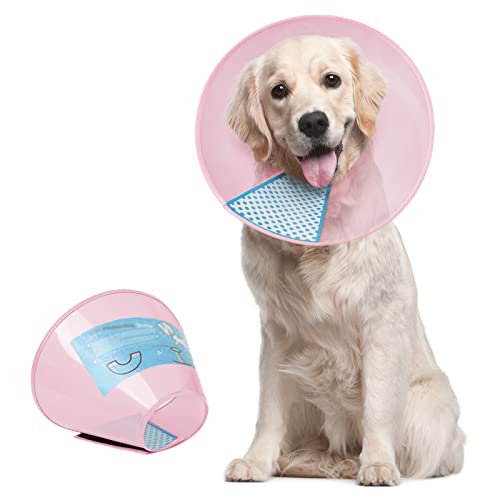 Dog Cone Collar Adjustable After Surgery (Pink / XXL(Neck: 19~22"))