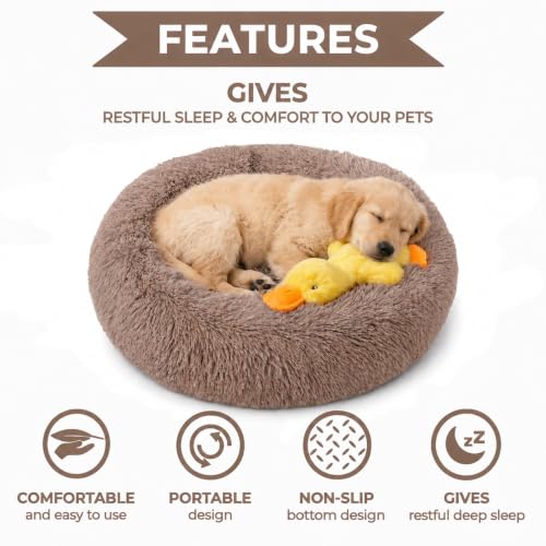 Puppy Bed Washable (Camel / 23.00" x 23.00" x 7.00")