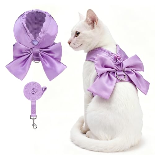 Small Dog Harness and Leash Set (PURPLE / M (Chest Girth: 16.1"-18.9"))