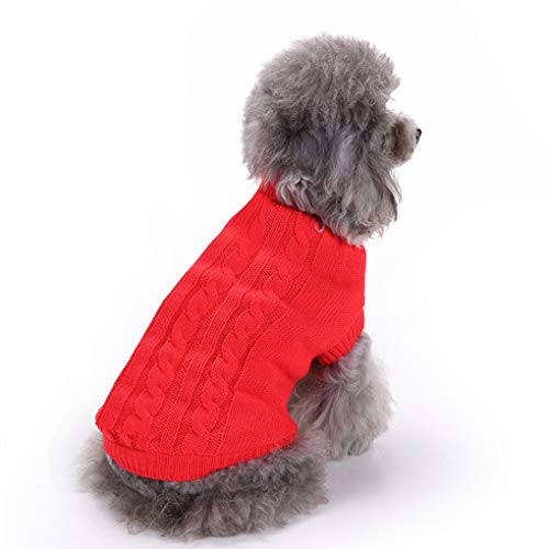 Dog Sweater Soft Warm Turtleneck Knitted Clothes for Small Medium Large Pet (Red / XX-Small)