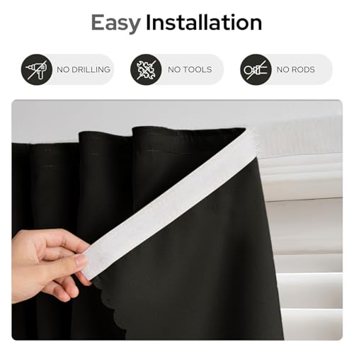 Self Adhesive Curtains (59"W x 71"L (Pack of 1) / Black)