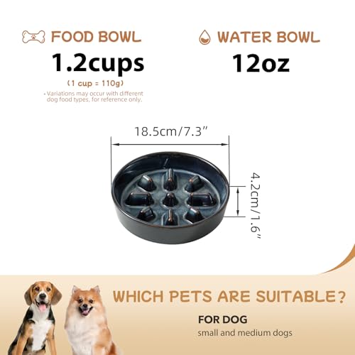 Ceramic Slow Feeder Dog Bowls (1 x Starry Sky - C / M- 7.3inch / 1.2 Cups)