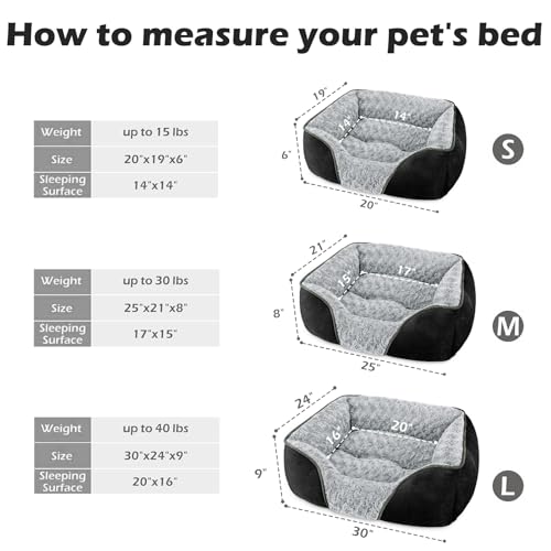 Large Dog Bed Rectangle Washable Orthopedic Soft Calming Sleeping Durable Pet Cuddler with Anti (L(30"x 24"x 9") / Black)
