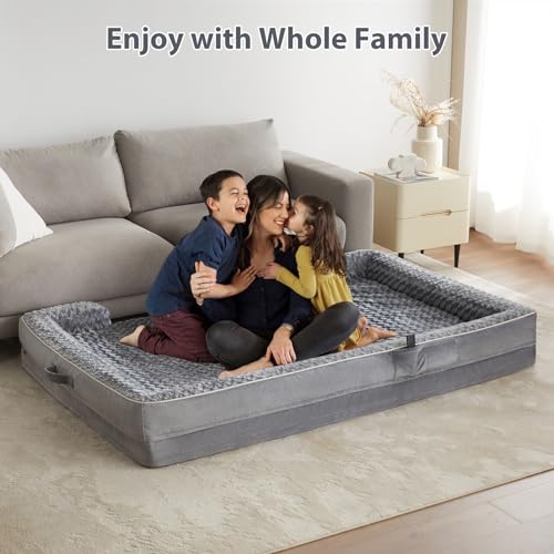 Orthopedic Washable Human Dog Bed for Adult & Dog Cozy Sleep (71.0"l X 46.0"w X 7.0"th / Grey)