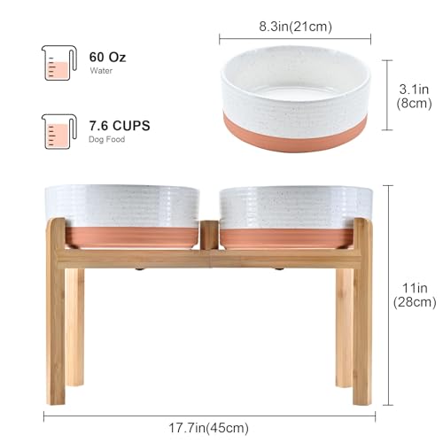 Elevated Dog Bowls Ceramic (8.3 in - 7.6 cups / Pattern White)