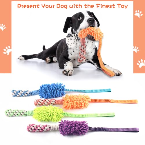 Dog Puppy Toys Dog Squeak Toys Plush Dog Toy with Dog Ropes Knots for Fun and Teeth Cleaning (Orange / Dog Bite Stick Toy)