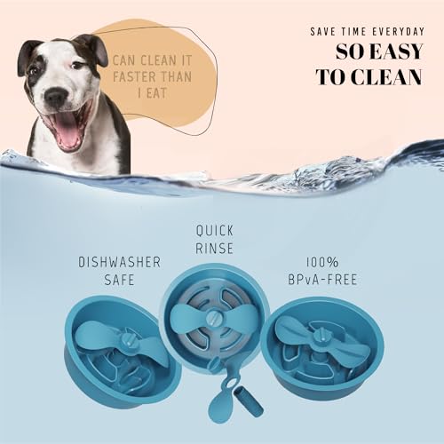 Slow Feeder Dog Bowls for Medium Breed (Petal Feeder Blue / 1.5 Cup - Fit 6.4-6.7'' Feeder Holes)