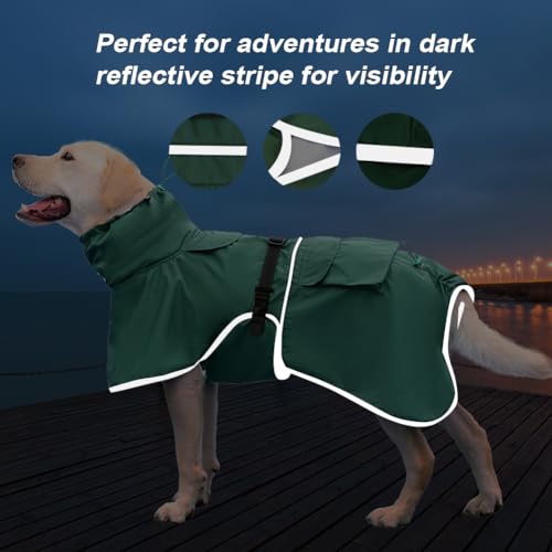 Dog Raincoat Waterproof Rain Jacket for Medium Dogs Green (Green / 3XL-Fit for 25-33 pounds)