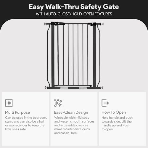 Easy Walk Thru Baby Safety Gate (36-inch Tall, Graphite)