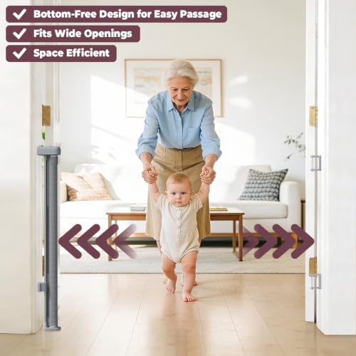 78" Retractable Extra Wide Baby Gates for Stairs (Gray / 34" Tall x 78" Wide)