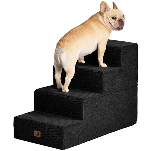 Dog Stairs for Bed 20" H (Black / Extra Wide 16.5" x 28" x 20")