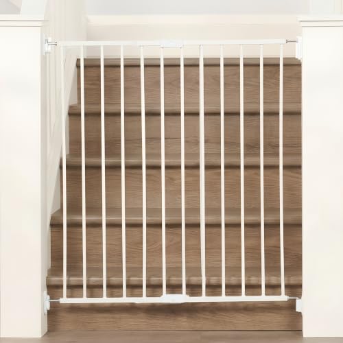Safety 36" Extra Tall Baby Gate for Top of Stairs & Dooways (White / 24-40.5"W x 36"H)