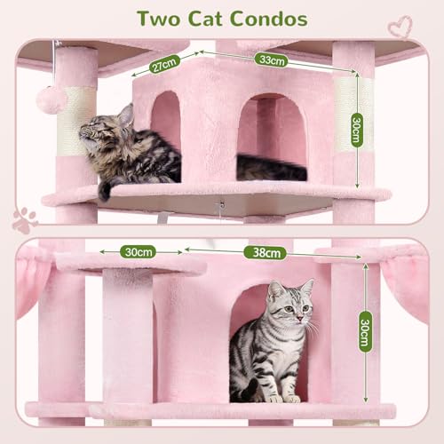 Big XL Cat Tower for Indoor Multiple Cats (Pink / 68 inch)