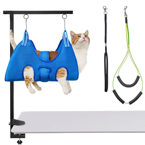 Dog Grooming Arm for Table (M Hammock (Leg Spacing: 5.1–10.6″) / Blue)
