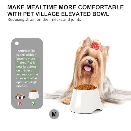 Dog Bowls Cone Friendly Non Slip Single Dog Bowl with Stainless Steel Inner (Medium(2 Cups) / White)