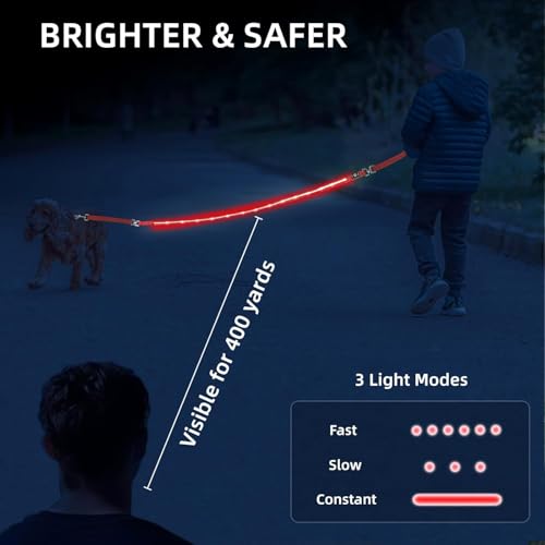 Light up Dog Leash for Night Walking (6 FT / Red)
