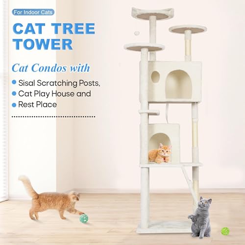 62" Cat Tree Tower (Beige)