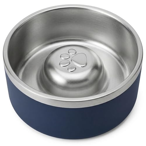Stainless Steel Slow Feeder Dog Bowl (Dark blue)