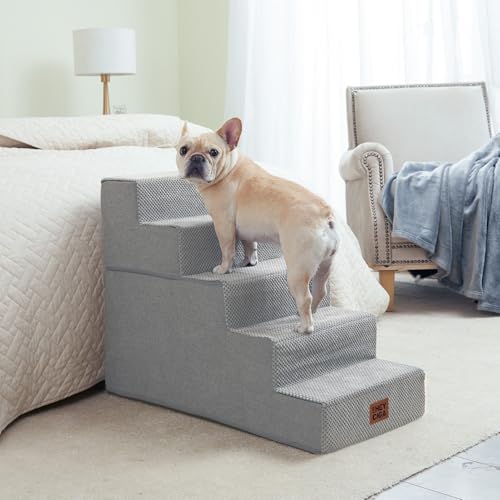 Dog Stairs for High Bed 22.5" H (Light Grey / Standard 15.7" x 30" x 22.5")