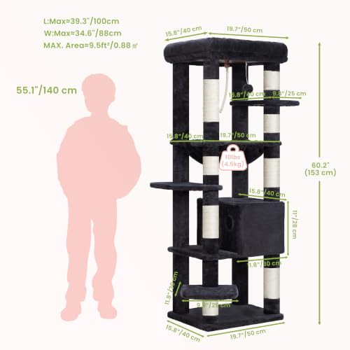Cat Tree for Large Cats (Smoky Gray / 60 inch)