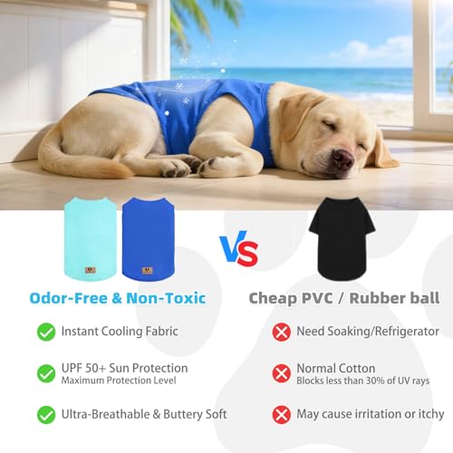 Cooling Sunblock Dog Clothes for Large Dogs (Blue & Light Green / X-Large(Chest 26", Back 19"))