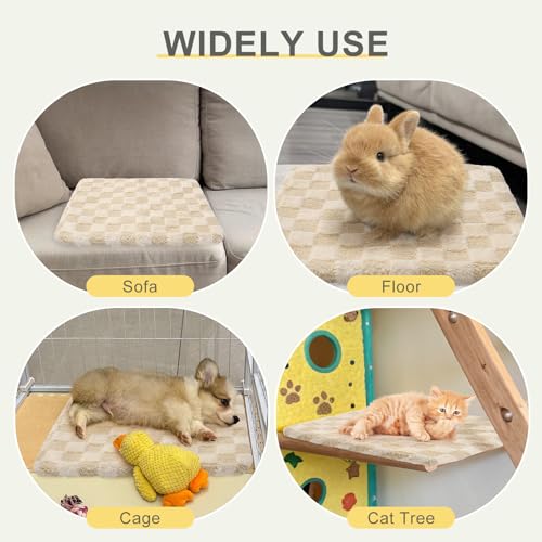 Self Warming Cat Bed (Beige_Furry / 20"L x 16"W x 0.7"Th)