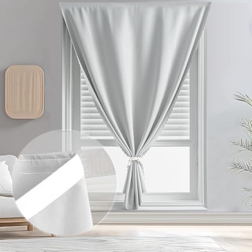 Magic Tape Stick on Curtains (47"W x 79"L (Pack of 1) / White)
