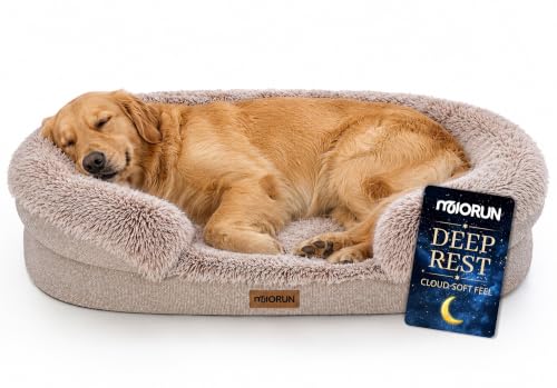 Fluffy Orthopedic Dog Beds Large Sized Dog (Beige / L(43", UP to 90lbs))
