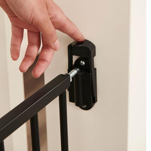 Safety 24" 40.5" Extra Wide Baby Gate for Top of Stairs & Dooways (Black / 24-40.5"W x 28.75"H)