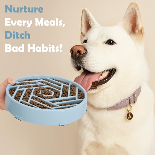 Slow Feeder Dog Bowls Large Medium Breed (Mist Blue)