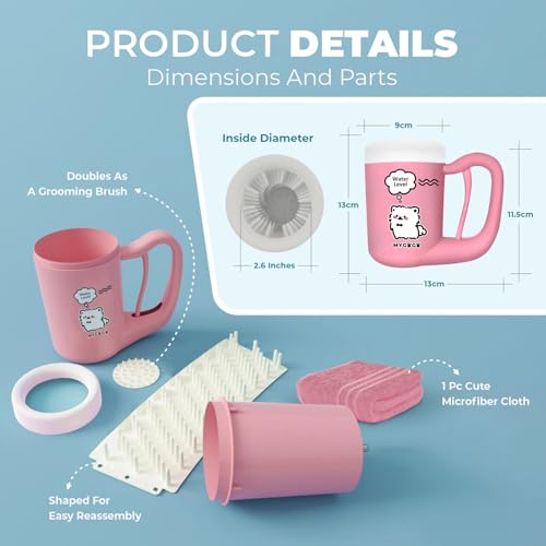 Semi Automatic Paw Cleaner for Small Medium Dog Breeds (Pink / Medium)