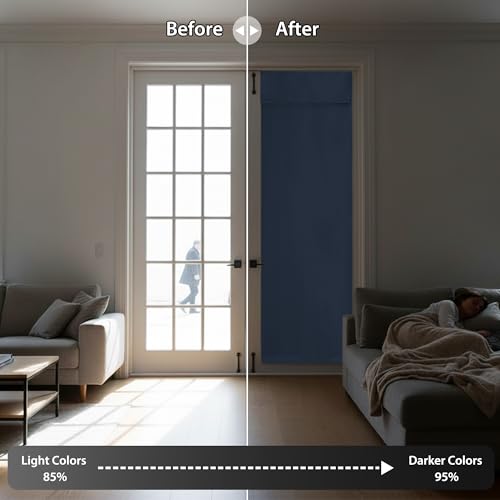 French Door Window Curtain Blackout Blind (Stone Blue / 34"W x 69"L (Pack of 1))