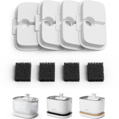 4 Packs Replacement Filters for Dockstream Cat Water Fountain PLWF105 (White / 4 Filters)