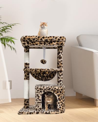 Small Leopard Print Cat Tree for Indoor Cats (29.6" / Leopard Print)