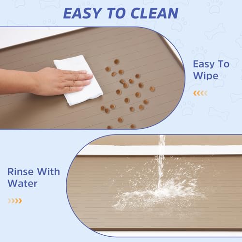 Large Dog Mats for Food and Water (Light Brown / 40"L x 30"W)