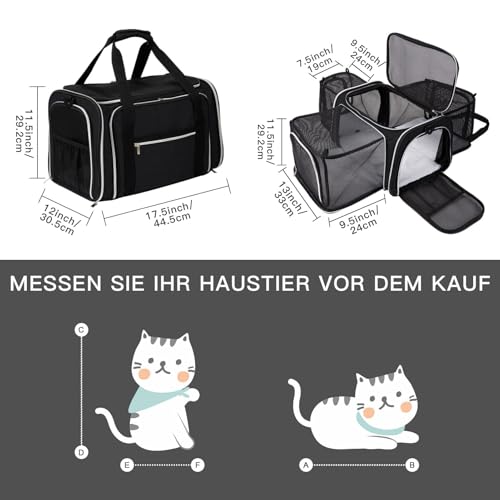 Cat Carrier Bag (Black / 17.5"L x 12.0"W x 11.5"H)
