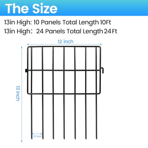 Garden Fencing Animal Barrier 24 ft (24 ft (L) × 13 in (H), 24 Pack)