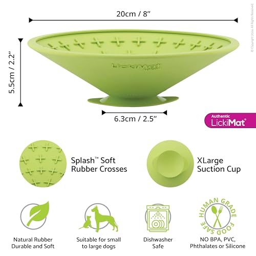 Splash Slow Feeder Bowl Lick Mat for Dogs (Green)