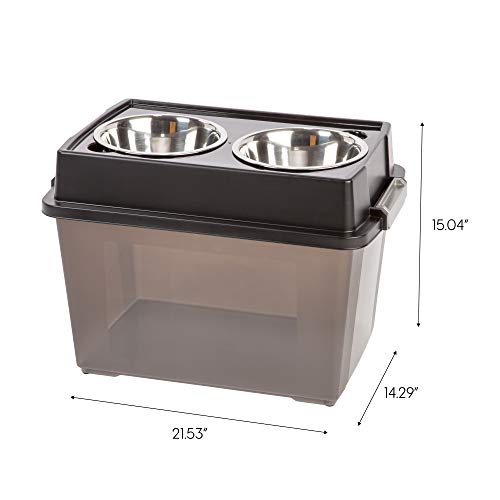 Elevated Dog Bowls 15" H (Large - 15"H w/ 2 Bowls / Smoke)