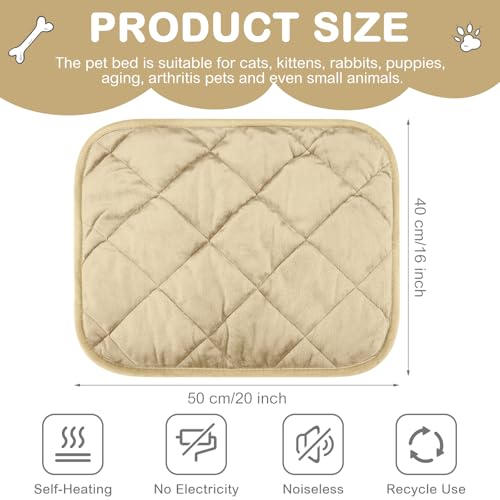 4 Pack Self Heating Cat Pad Self Warming Dog Mat Reflects Body Heat Extra Warm Thermal Pet Pad Washable Dog Cat Bed Crate Bed Mat Blanket (16 x 20 Inch / Beige)