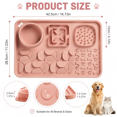 Silicone Dog Slow Feeder Lick Mat with Suction Cups (nude pink)